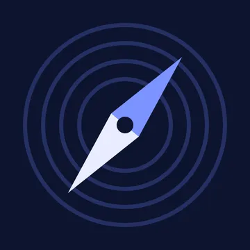 The NaviStream app icon: a compass needle over record grooves